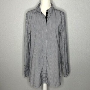 J. Crew Navy Blue Striped Button Down Shirt Tunic Swim Cover 8